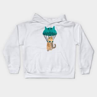 Parachuting Cat Kids Hoodie